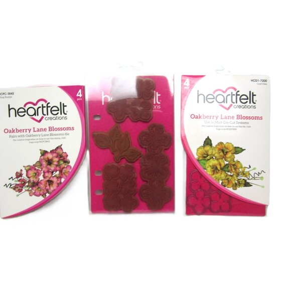 Heartfelt Creations Oakberry Lane Blossoms Craft Dies & Cling Stamps Floral - Picture 1 of 4